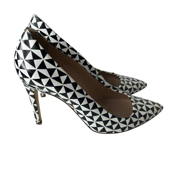 J.Crew Geometric Pointed Pumps Black / White Size 8.5 - Picture 2 of 5